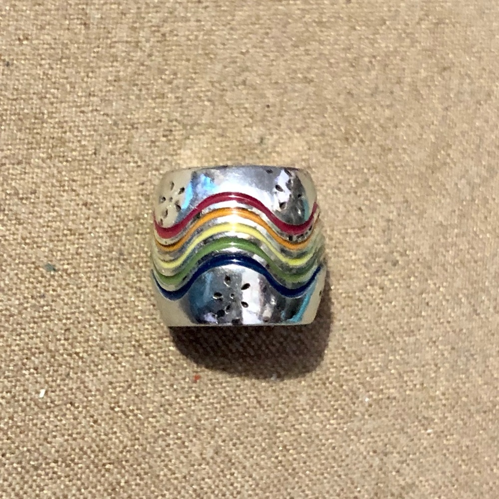 🆕Listing! Brighton rainbow bead: enamel stripes in five colors on silver
